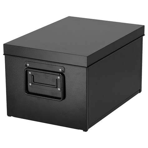 black metal storage box with lid|storage containers with black lids.